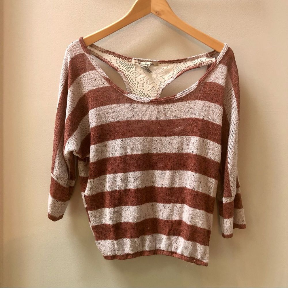 American Rag brown and white‎ striped racerback sweater woman’s size M